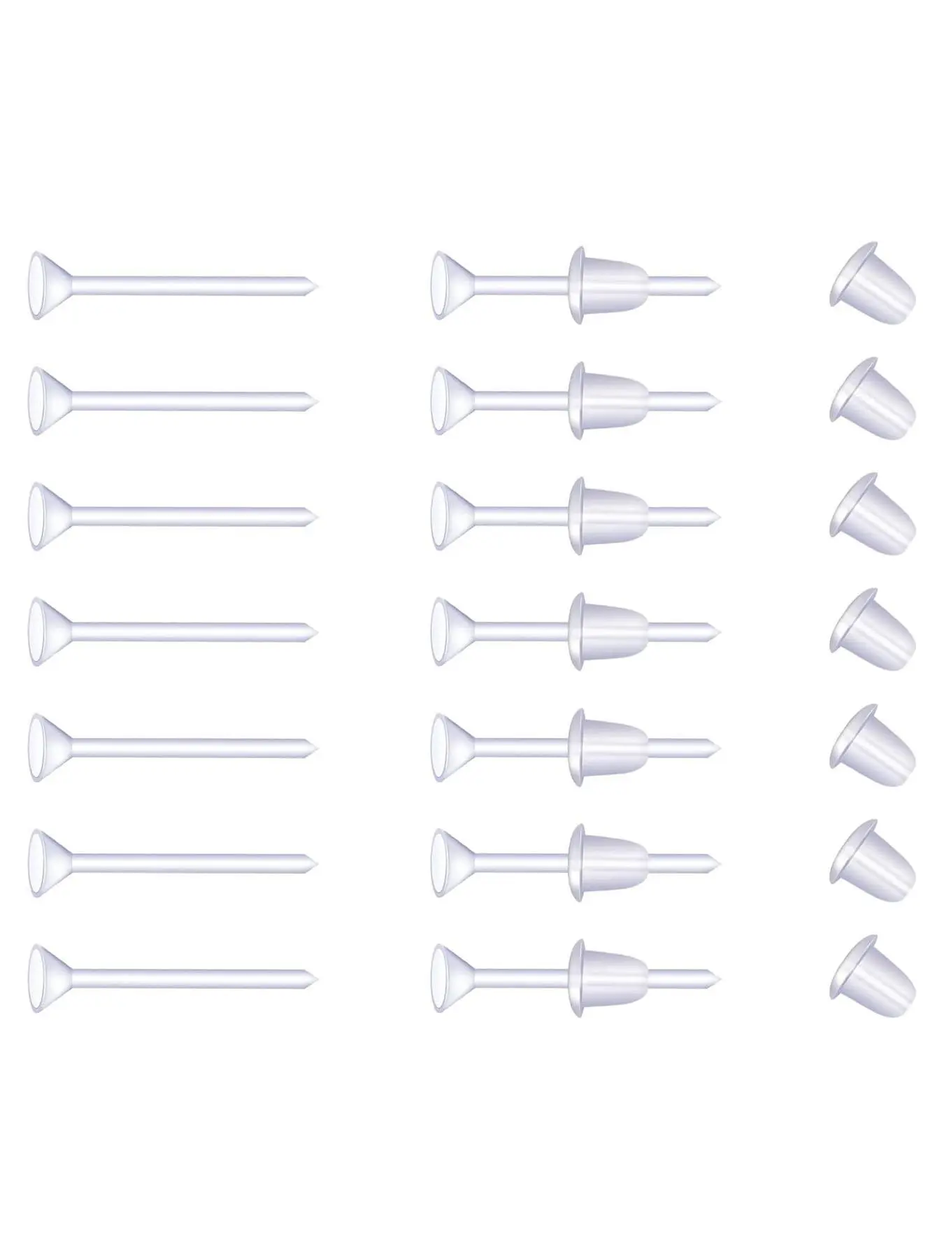 14pcs Plastic Earrings, Clear Earrings Clear Post Earring Posts and Backs Silicone Stud Back Blank Pins Studs Earrings Jewelry