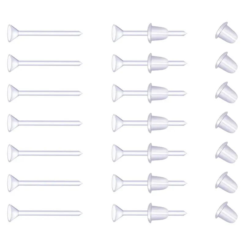 14pcs Plastic Earrings, Earring Set, Clear Earrings Clear Post Earring Posts and Backs Silicone Stud Back Blank Pins Studs Earrings Jewelry