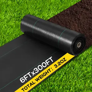 Heavy Duty Garden Fabric Weed Barrier 3.2oz Commercial Grade High Permeability Ground Cover for Driveways and Flower Beds