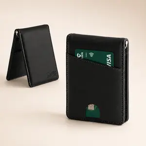 UNDER THINKER Genus RFID Money Clip Wallet for Men, Compact Faux Leather Wallet with ID Window, 6 Card Slots, Gift Box Included FBT