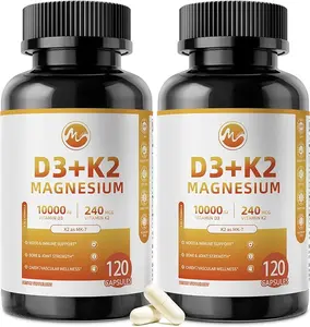 Minch Vitamin D3 K2 with Magnesium, 10000 IU D3 & 240 mcg K2 (MK-7), 6-in-1 Nutritional Supplement with Quercetin, High Bioavailability