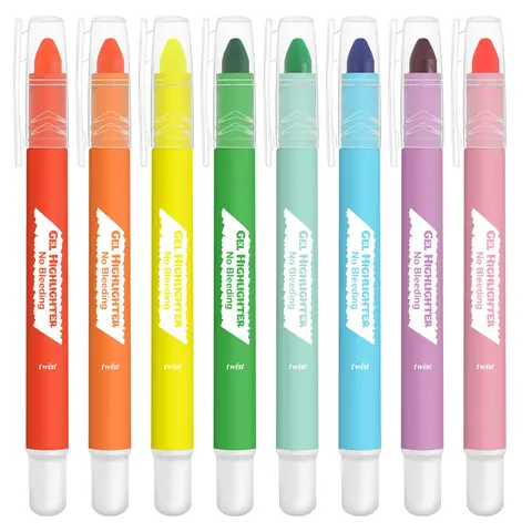 Gel Highlighter Pen, 8 Counts Assorted Color No Bleed Through Quick Dry Highlighter Set, Highlighter Pen for Journaling, Study, Writing Stationery, Office Stationery, Stationery Supplies, Journaling Highlighters