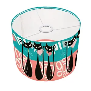 Atomic Cats Mid Century Modern Coral, Teal Kitschy Fun Lamp Shade ONLY - For Arc Floor Lamps Only