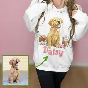 Custom Easter Full Color Dog Photo Sweatshirt or T-Shirt, DTG Printed