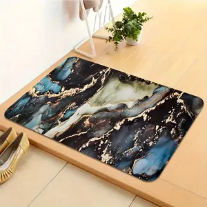 1pc Elegant Marble-Print Area Mat, 0.47inch Thick, Non-Slip Backing, Machine Washable Polyester Floor Mat for Bathroom, Entryway, Bedroom, Kitchen - Rectangular, Soft & Comfortable, Bathroom Mat | Elegant Floor Mat | Machine Washable Mat, Bathroom Mat