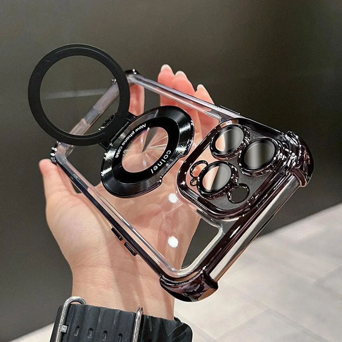 For iPhone 16 15 Pro Max 14 13 Shockproof Magnetic Magsafe Ring KickStand Case Glass Camera Lens Protect Cover