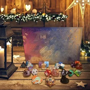 D&d Dice Advent Calendar, 24-Day Countdown to Christmas, Polyhedral Dice Set, Perfect for Party Role-Playing Games, Festive Needs