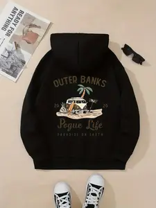 Women's Casual Hoodie with Outer Banks Pogue Life Print, Soft Pullover, Kangaroo Pocket, Fall & Winter Sweatshirt