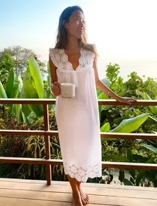 Eloise White Cotton Nightgown