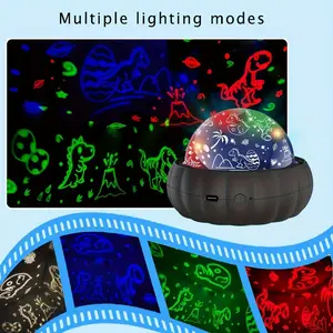 4-Color Options 3-in-1 Star Projector Night Light - 360° Rotation, Color Changing, Dinosaur and Galaxy Projection Lamp - Bedroom Decor, Christmas Gift for Kids