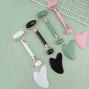 This Gua Sha Board And Jade Roller Facial Beauty Tool Is Specifically Designed For Neck And Face Massage, Relieving Facial Puffiness And Redness, And Aiming To Lift And Firm The Facial Skin And Reduce Wrinkles.It Is Made Of Beeswax Stone Material.