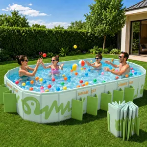 Mandla 10ft Foldable Garden Tub, Non-Inflatable AboveGround Swimming Pool, Rectangular Outdoor Backyard Poolfor Family Summer