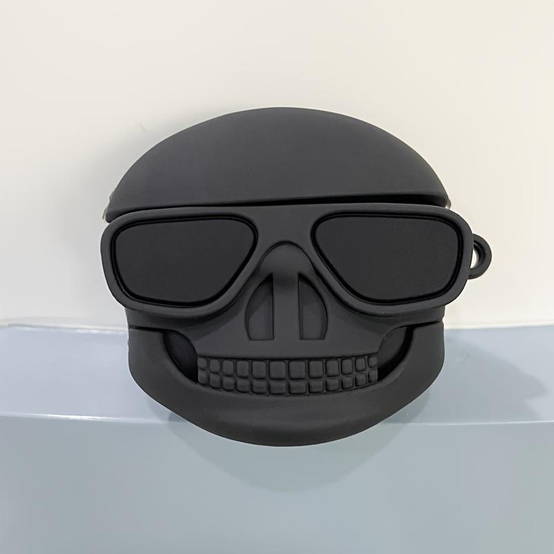 Airpods protective case, featuring a hip-hop skull design, made of durable silicone material, a perfect gift for friends and family