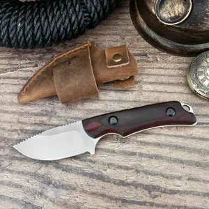 Hot 15017 Outdoor Fixed Blade Knife with Holster 8Cr13Mov Blade Defense Camping Knife Carry EDC Bushcraft Survival Pocket Knife Stainless Steel Knives Outdoor Survival Supplies