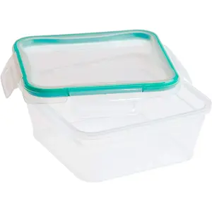 Total Solution 5.5-Cup Plastic Food Storage Container with Lid, 5.5-Cup Square Meal Prep Container, Non-Toxic, BPA-Free Lid with 4 Locking Tabs, Microwave, Dishwasher, and Freezer Safe