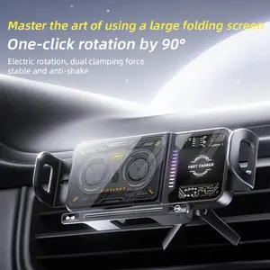 UWDFH 15W Wireless Charging Car Phone Mount All-New Upgrade Foldable Universal Compatible 90° Rotatable Hook Clip Running Lights Included Super Stable Vent Holder One-Touch Fixing Release for iPhone Samsung Google & More