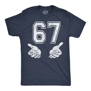 Funny Six Seven 6 7 Meme Gen Alpha Slang 6 7 Hands T-Shirt Mens Funny T Shirts Cool Vintage Fashion T-Shirt Gift Classic Menswear Funny Meme Short Sleeve Novelty Tees for Guys Navy - Six