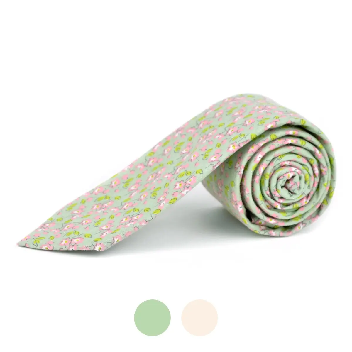 Men's 2.5" Width Cotton Slim Tie, Daisy Floral, Blooming Floral, Colorful Flower Necktie, Daisy Floral Neckties, Blooming Floral Neckties