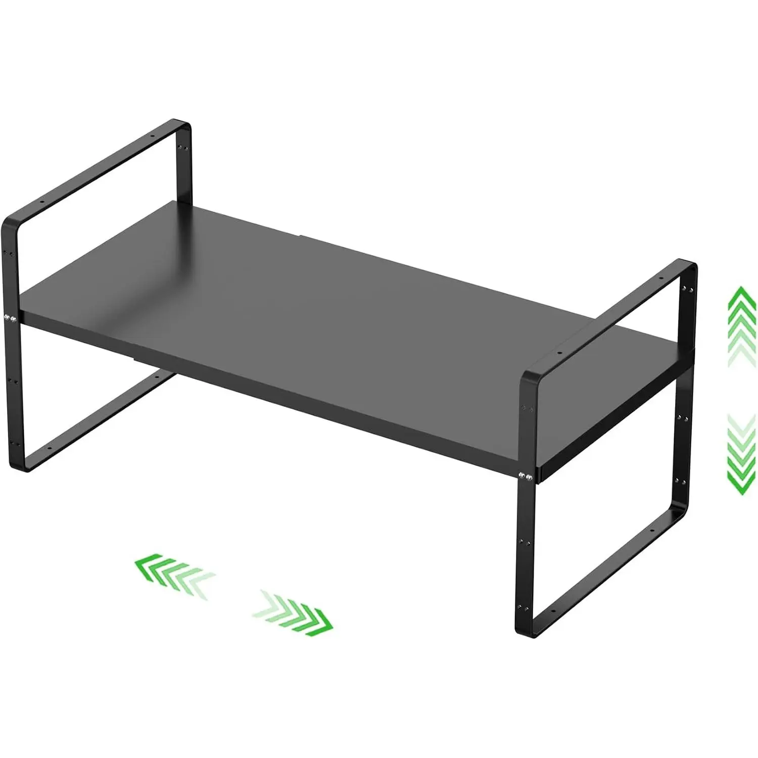 Expandable Cabinet Shelf, Stackable Organizer Rack, Black Large 1 PK| Fit, Stackable Options, Nonslip Base, Larger Capacity, Cabinet/Pantry Organization