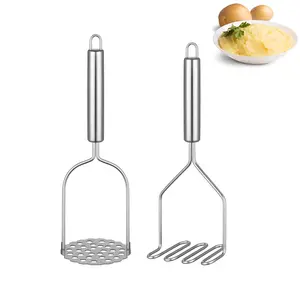 2 Pcs Potato Masher for Potatoes, Heavy Duty Stainless Steel Integrated Kitchen Tool Utensils