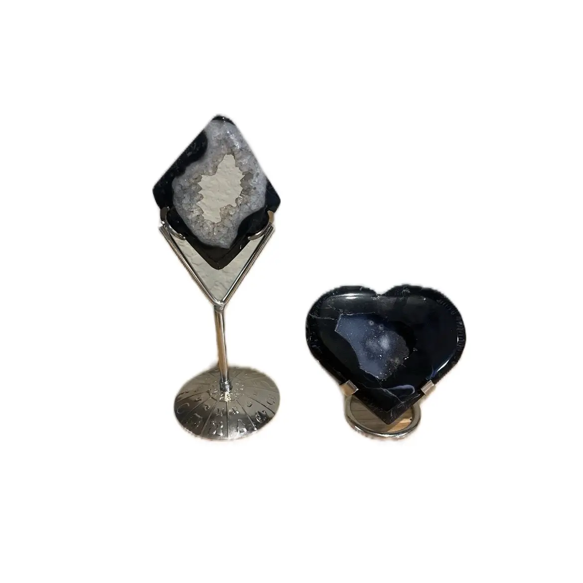 Black Agate Heart & Diamond Crystal Set for Women
