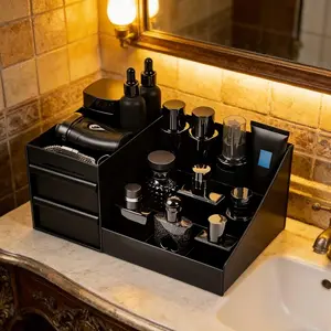 Multifunctional desktop storage box, no installation required, ready to use immediately. It has a large capacity with multiple compartments, which can hold cosmetics and office stationery. It is suitable for living rooms, bedrooms and bathrooms.