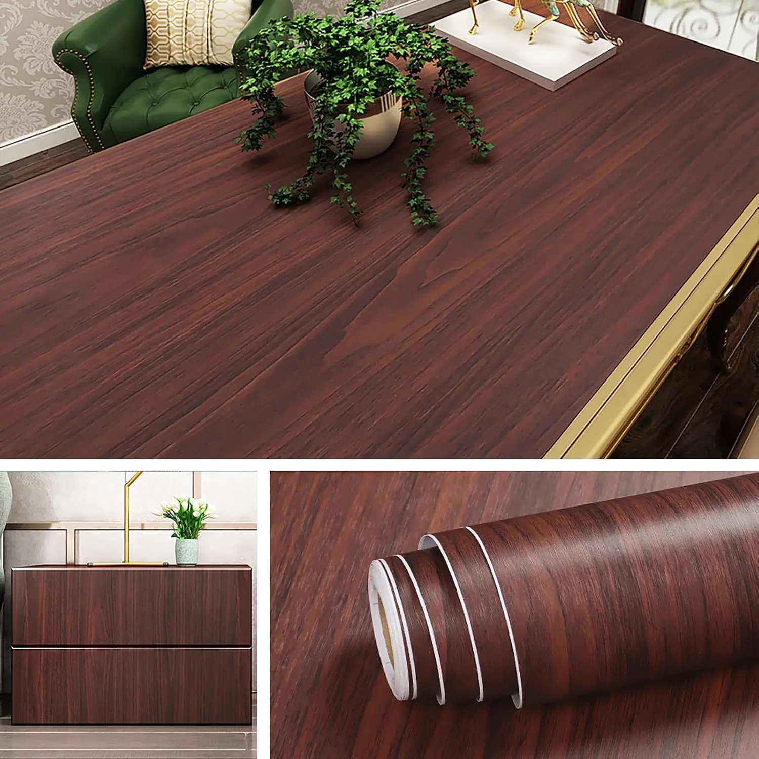Wood Wallpaper Peel and Stick Countertop Waterproof Wood Grain Contact Paper for Countertops Desk Kitchen Counter Top Vinyl Wrap Self Adhesive Cabinet Covering Laminate Sheets 15.8x78.8