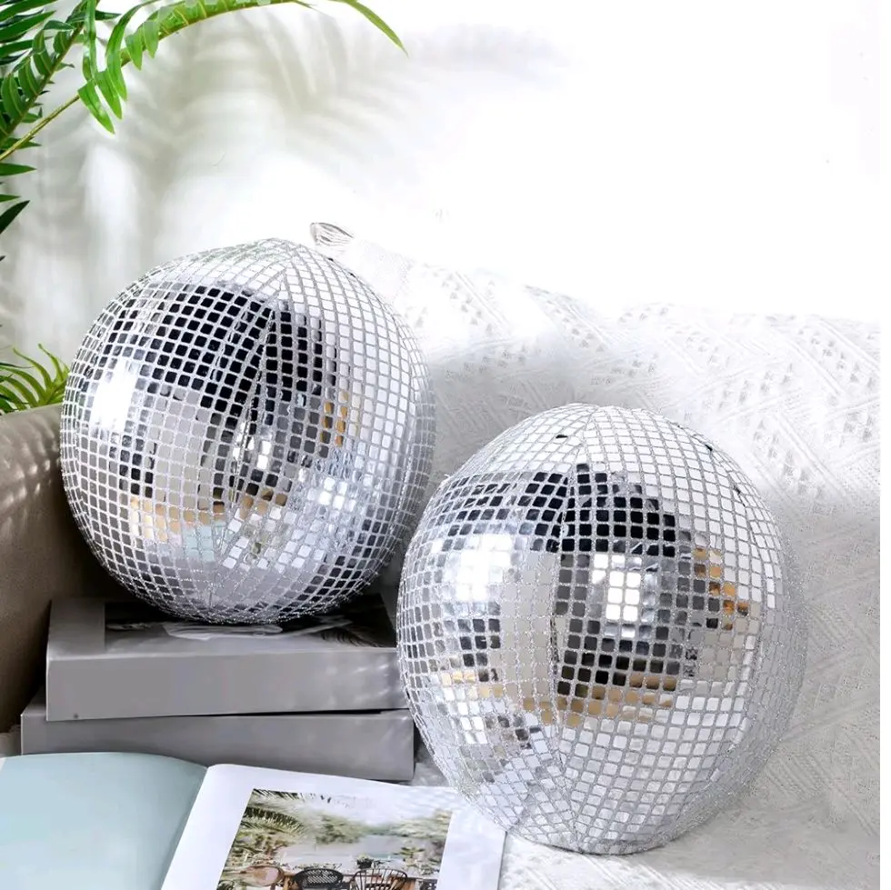 2 Pcs Disco Ball Pillows Decorative Sequin Throw Pillows for Birthday Gifts Bedroom Living Room Home Decor Funky Sphere(8 Inch,Silver)