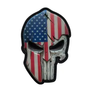US FLAG SPARTAN SKULL PVC MORALE PATCH
