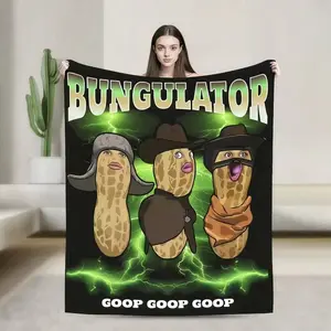Bungulator Funny Peanut Meme Goop Goop Goop Print Flannel Blanket Cooling Blanket Homegoods Soft Cozy For Bedroom Living Room Sofa Couch For Meme Lovers Teens Adults Perfect Gift