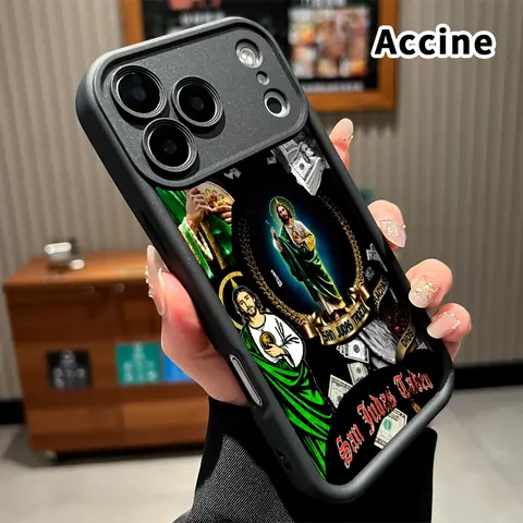 Saint Judas Wealth Anti-Drop Silicone Smartphone Case & Cover for iPhone 17 Pro Max,16 Plus,15,14,13,12,11,Air E - Shockproof Protector, Full Camera Guard, Durable Slim, Matte Texture, Raised Edges, Cellphone Handheld Devices Accessory