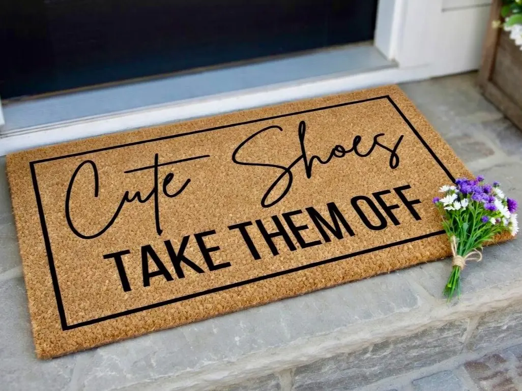Cute Shoes Take Them Off Door Mat, Funny Door Mat, Doormat Funny, Welcome Mat Funny, New Home Gift, Christmas Gift,Closing Housewarming Gift