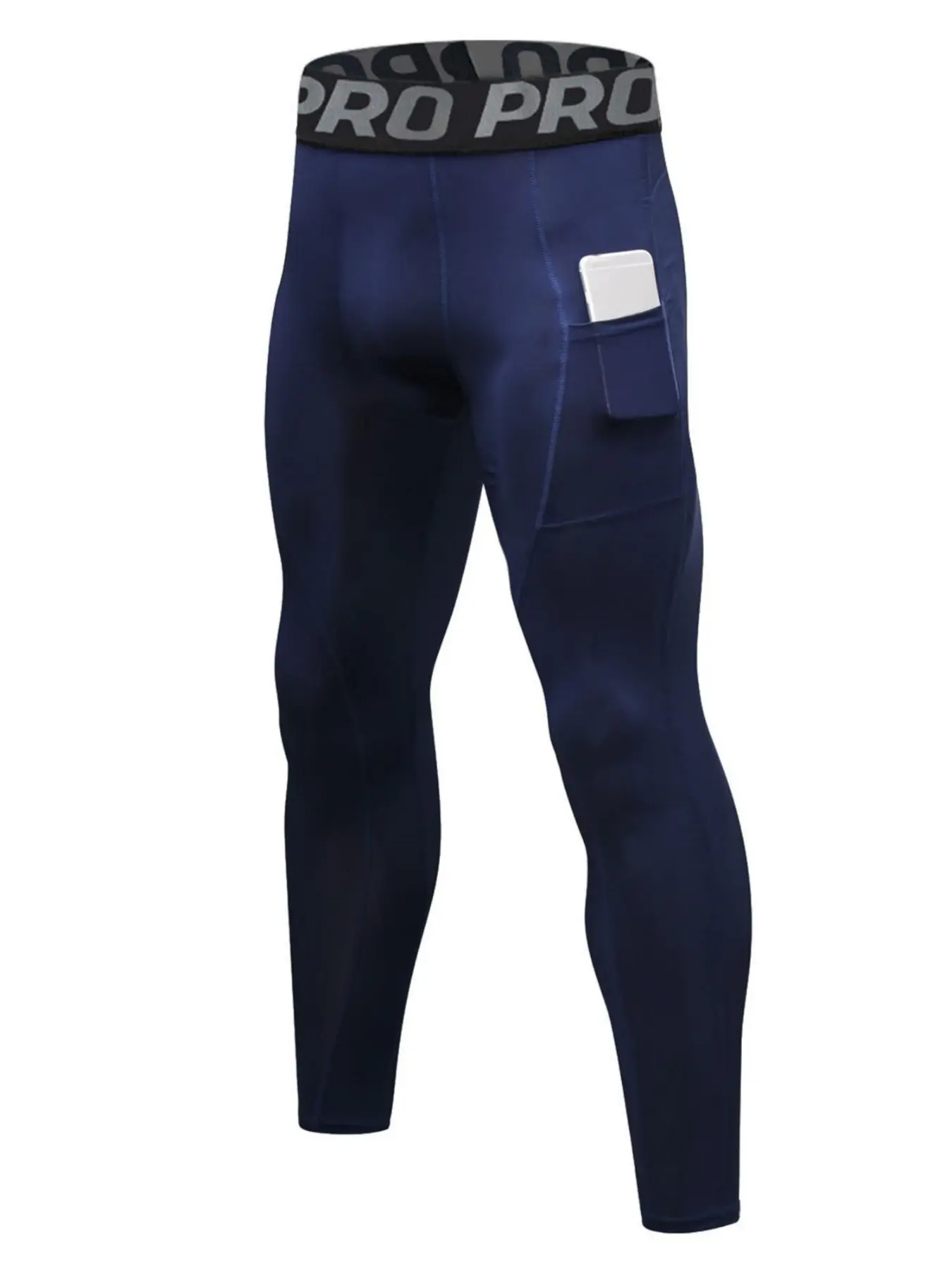 Men's Compression Pants Sports Tight-Fit Yoga Basketball Running Gym Workout Leggings with Pockets, Sporty Style All Season Wear Gym Sportswear Bottoms