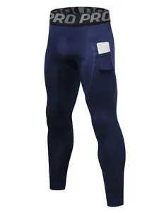 Men's Compression Pants Sports Tight-Fit Yoga Basketball Running Gym Workout Leggings with Pockets, Sporty Style All Season Wear Gym Sportswear Bottoms