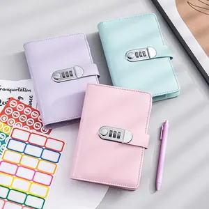 A6 Password Lock Cash Storage Book - Faux Leather Large Capacity Savings Notebook, Coin Collection Album with Buckle, Suitable for Financial Management, Cash & Currency Storage, Savings Challenge Planner, Finance Checklist Organizer, Multiple Colors