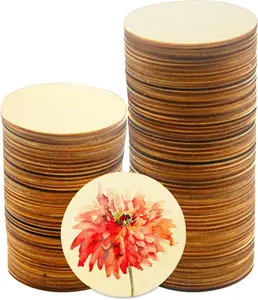 100 count Unfinished  Circles,  3 Inch Round Discs for DIY Crafts and  Decor, Christmas