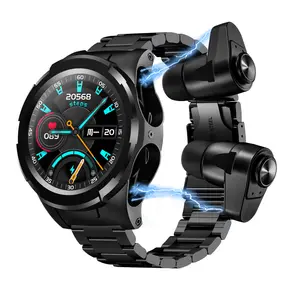 Sports watch, watch and earphone 2-in-1, gaming earphone with 180-degree sound quality, rotating dial, heart rate monitoring
