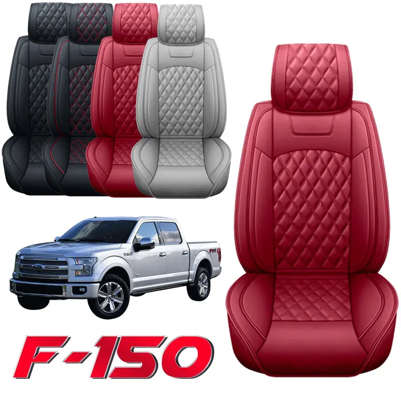 Luxury Leather Car Seat Covers Full Set Front Rear For 2009-2025 Ford F150 Truck