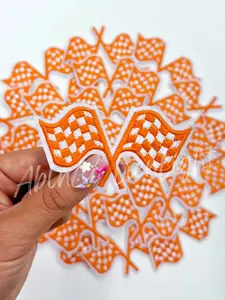 Orange Checkered Flag Embroidery Patch