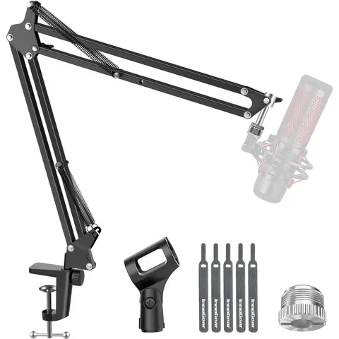 InnoGear Alloy Steel Adjustable Medium Boom Arm Microphone Stand - 3.3 lb Load Bearing, Clean Setup, Built for Recording & Stream, Compatible with Blue Yeti, HyperX QuadCast, SoloCast, Snowball, Fifine, Shure SM7B