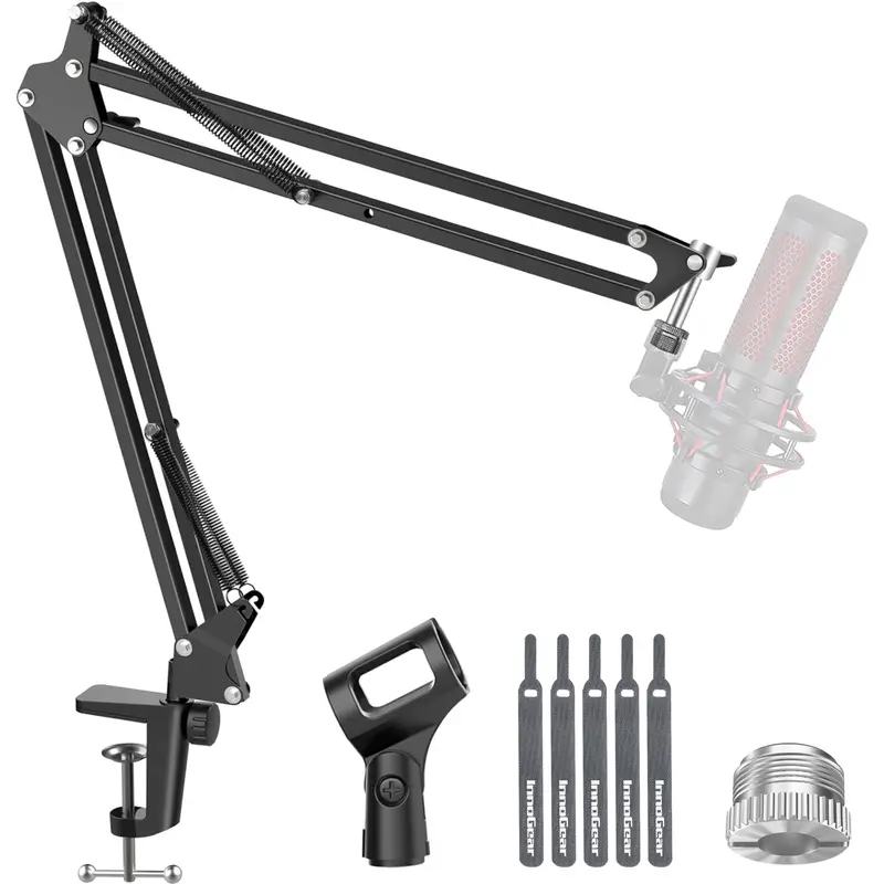 InnoGear Alloy Steel Adjustable Medium Boom Arm Microphone Stand - 3.3 lb Load Bearing, Clean Setup, Built for Recording & Stream, Compatible with Blue Yeti, HyperX QuadCast, SoloCast, Snowball, Fifine, Shure SM7B