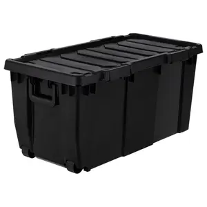 IRIS USA 32 Gallon Heavy Duty Rolling Storage Bins with Lids, Black, 2 Pack