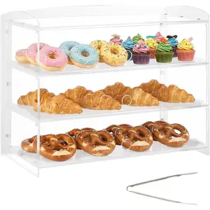 VEVOR Bakery Display Case, 3-Tier Commercial Countertop Pastry Display Case, Clear Acrylic Bread Box for Kitchen, Party Cake Cabinet with Flip-Up Door for Cookie Dessert Donut, 13x 10.2x 10.2VEVOR Super Brand Day
