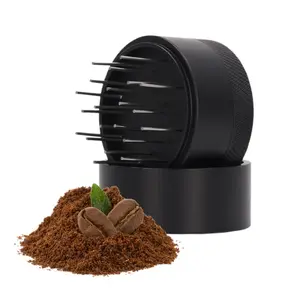 Coffee Needle Distributor Set, Coffee Making Tool, 51/53/58mm Stainless Steel Coffee Tool with Base & Cloth Powder Dispenser for Home & Cafe Use, Coffee Bar Accessories