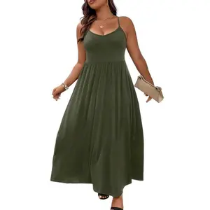 [Plus Size] Solid Color Cami Dress, Casual Sleeveless Dress for Daily Wear, Casual Everyday Wear, Women's Plus Clothing for Summer