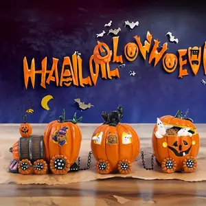 Pumpkin Carriage Design Ornament, 1 Count Creative Desktop Decoration for Home Living Room Bedroom, Halloween Decor