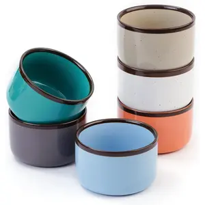 Ramekins 8 oz, Creme Brulee Ramekins Oven Safe, Ramiken Small Bowls Ceramic Baking Dishes for Pudding Custard, Dipping Sauce Cups for Souffle Ice Cream, Set of 6, Morandi Color