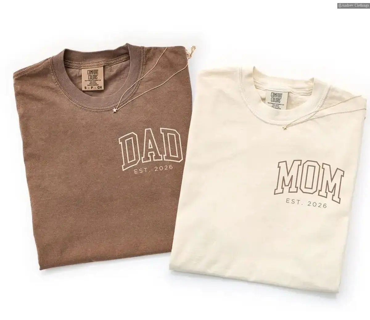 Mom and Dad Est 2026 T-Shirt, Daddy and Mommy Shirt, New Dad and Mom Gift, Pregnancy Reveal Tee, Trendy New Parents Top, Fathers Day Print Tee, Andrew Clothings