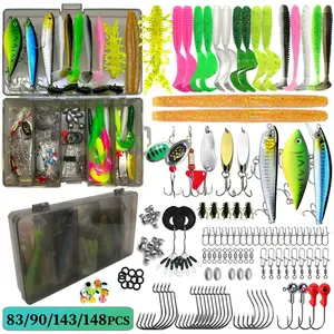 83/90/143/148 pcses Complete Fishing Lure Set for Beginners, Surface Lures for All Waters, Includes Box, Perfect Gift for Fishermen, Fishing Lures Kit