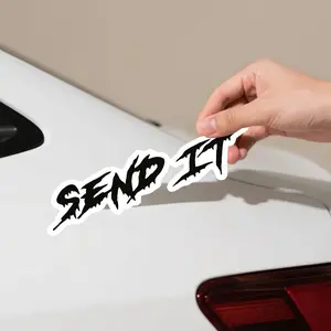 1PC Tough Passion SEND IT Street Logo Style Sticker (for car body/extreme-themed backpack/street decor board) Sharp gothic font "send it" design, full of tough passion street energy vibe Decor sticker + street-style peripherals Car Decorative Sticker